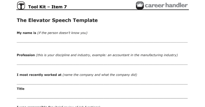 Item 7 - The Elevator Pitch Template